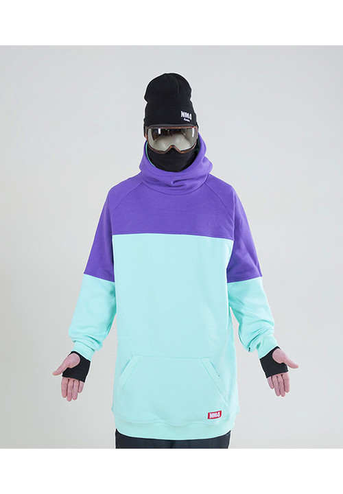 Snowboarding sweatshirt also called as oversized ski hoodie for skiing or snowboard riding. Model-Mint-Purple