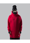 Oversized ski hoodie (sweat jacket, Sweatshirt) for snowboarding or skiing. Long tall. The model is RED
