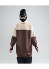 Snowboarding sweatshirt also called as oversized ski hoodie for skiing or snowboard riding. Model Chocolate