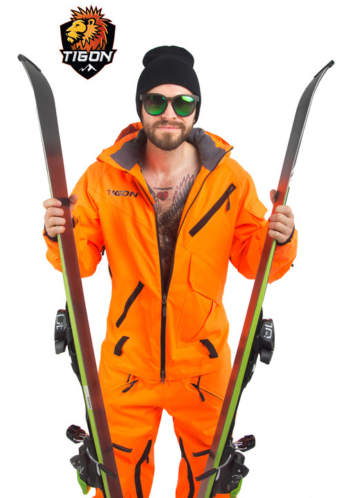 Men's one piece ski suit TIGON mod. SMART-ORANGE